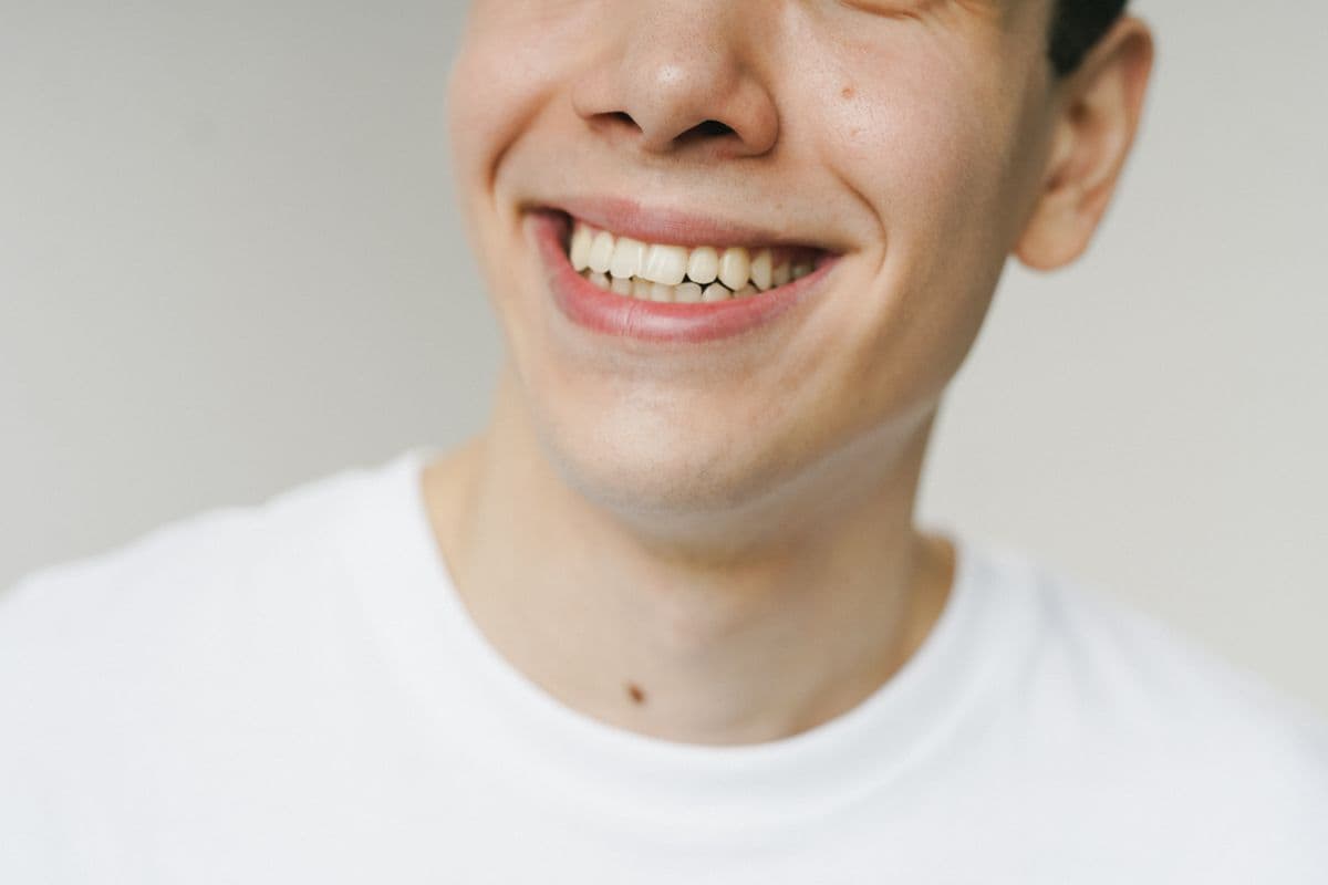 A close up view of a bright, natural smile